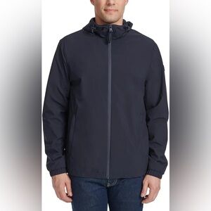 Calvin Klein Mens Full Zip Hooded Windbreaker Jacket Lightweight  Blue